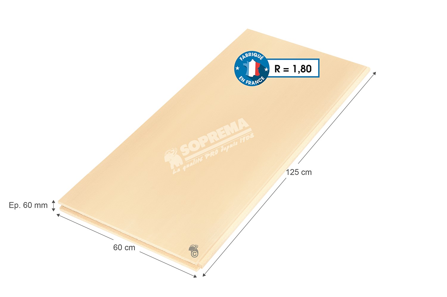 Panneau isolant polystyrène extrudé Haute Résistance 1,25x0,6m Ep.6cm R=1,8 - SOPREMA